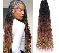 Samtress 24 Inch Boho Senegalese Twist Crochet Hair Extensions 9 Packs Omber Bobo Island Twist Crochet Braids with Curls for Women Bohemian Soft Goddess Twist Crochet Braids Synthetic (#1B/30/27)