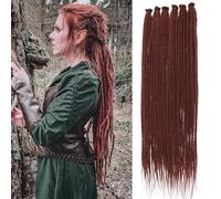 Samtress 24 Inch Dreadlock Extenisons 10strands Copper Red Thin 0.6cm Soft Reggae Hair Dreadlocks Crochet Dreads Dreadlock Extensions Boho Style Synthetic Crochet Braided Hair (#350)