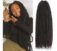 Samtress 24 Inch Marley Twistn Braiding Hair 8 Packs Pre Fluffed Afro Kinky Curly Hair Extensions for Jumbo Twist Marley Braids Dark Brown Long Afro Kinky Twist Hair Synthetic for Women (#4)