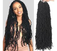 Samtress 24 Inch New Faux Locs Crochet Hair Synthetic 7 Packs Pre Looped Natural Black Goddess Soft Locs Crochet Hair Long Messy Faux Locs Crochet Braids Hair Extension for Women (#1B)