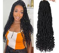 Samtress 24 Inch Nu Faux Locs Crochet Hair With Curly Ends 7 Packs Pre-looped Soft Locs Braiding Hair Synthetic Natural Black Goddess Locs Crochet Hair Extensions (#1B)