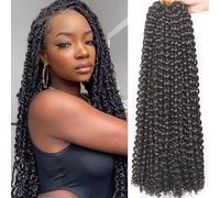 Samtress 24 Inch Passion Twist Crochet Hair 7 Packs Bohemian Curly Braiding Hair for Butterfly Locs Crochet Braids Water Wave Crochet Hair Long Pre looped Passion Twists Hair for Women (#2)