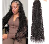 Samtress 24 Inch Senegalese Twist Crochet Hair with Curls 9 Pacsk Bohemian Pre-Looped Island Twist Crochet Braids Synthetic Dark Brown Goddess Boho Senegalese Braids for Women (#4)
