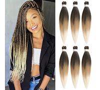 Samtress 30 Inch Pre Stretched Braiding Hair Easy Braids Yaki Texture Crochet Hair 6 Packs Long EZ Braid Hot Water Setting Kanekalon Synthetic Fiber Braiding Hair for Crochet Braids (#1B/27/613)