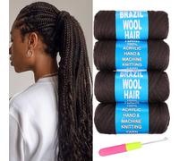 Samtress 4 Roll Dark Brown Brazilian Wool Hair Acrylic Yarn for African Crochet Braids/Senegalese Twist/Faux Locs/Senegalese Twist/Jumbo Braiding/Twist Wraps with Knitting Crochet Braids (#4)