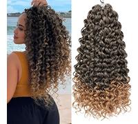 Samtress 8 Packs Curly Crochet Hair for Deep Wave Braids 18 Inch GoGo Curl Crochet Braids Synthetic Omber Blonde Ocean Wave Braiding Hair Extensions for Women (#T27)