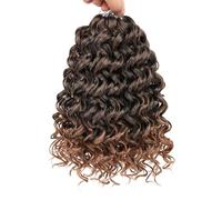 Samtress 8 Packs GoGo Curl Crochet Hair 10 Inch Deep Wave Braiding Hair Extensions Omber Brown Short Curly Crochet Braids for Water Wave Braids Synthetic for Women (#T30)