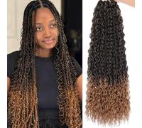 Samtress 9 Packs Boho Senegalese Twist Crochet Hair with Curly Ends 24 Inch Boho Island Twist Crochet Braids for Women Pre-Looped Ombre Blonde Goddess Twist Crochet Braids Hair Extensions (#T27)