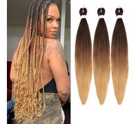 Samtress Braiding Hair Pre Stretched 26 Inch Pre Stretched Braiding Hair Extensions 3 Packs Soft Yaki Texture Crochet Braids Ombre Hot Water Setting Crochet Braids Hair Extensions (#1B/30/27)