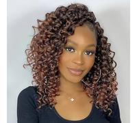 Samtress Gogo Curl Crochet Hair 8 Packs Ocean Wave Crochet Hair 10 Inch Pre Looped Deep Twist Short Curly Water Wave Crochet Hair Synthetic Braiding Hair for Women Ombre Brown (#T30)