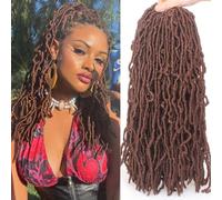Samtress New Faux Locs Crochet Hair 18 Inch Soft Crochet Locs For Natural Butterfly Locs Style 7 Packs Brown Pre Looped Goddess Locs Crochet Hair Synthetic Curly Locs Braiding Hair for Women (#30)