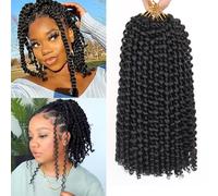 Samtress Passion Twist Hair 12 Inch 7 Packs Water Wave Crochet Hair Natural Black Passion Twists Braiding Hair for Butterfly Locs/Spring Twists Crochet Braids Synthetic for Women (#1B)