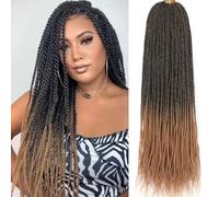 Samtress Senegalese Twist Crochet Hair 24 Inch 8 Packs Small Twist Crochet Braids Hair Synthetic Hot Water Setting 25 Strands/Pack Ombre Blonde Crochet Hair For Women (#t27)