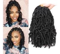 Samtress Soft Locs Crochet Hair 12 Inch Pre-looped New Faux Locs Crochet Braids 6 Packs Natural Black Goddess Locs Crochet Hair Synthetic Curly Faux Locs Braiding Hair Extension for Women (#1B)