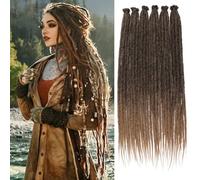 Samtress Synthetic Dreadlock Extensions 18 Inch 10 Strands Reggae Dreadlocks Extension Synthetic Dreads Loc Ombre Blonde Thin 0.6cm Width Dreads Handmade Crochet Hair Reggae Hair (#T27)