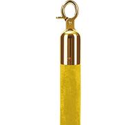 Samtseil 1.2" Crowd Control Rope Barrier with Chrome Hooks, 5ft Stanchion Rope for Museums, Cinemas, Hotels - Yellow Safety Line