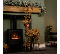 Samuel Alexander 1.15M Battery Operated Light Up Brown Christmas Reindeer With 120 Warm White Leds