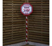 Samuel Alexander 1.1m Battery Operated Light up Christmas Santa Stop Here Sign with LEDs Samuel Alexander Multicolor