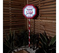 Samuel Alexander 1.1m Battery Operated Light up Santa Stop Here LED Christmas Sign Samuel Alexander Multicolor