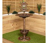 Samuel Alexander 1.1M Bronze Effect Resin Garden Bird Bath & Table With Solar Light
