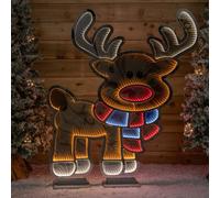 Samuel Alexander 1.20M X 1.9M Light Up Cute Christmas Reindeer Infinity Mirror Decoration With Multi-Coloured Leds