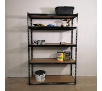Samuel Alexander 1.22M X 1.83M 5 Tier Heavy Duty Metal Shelving Storage Racking Unit In Black