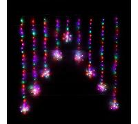 Samuel Alexander 1.2m Christmas Static Snowflake LED Silver Pin Wire V Curtain Lights in Rainbow