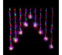 Samuel Alexander 1.2M Christmas Static Snowflake Led Silver Pin Wire V Curtain Lights In Rainbow