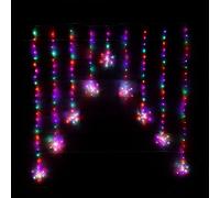 Samuel Alexander 1.2m Christmas Static Snowflake LED Silver Pin Wire V Curtain Lights in Rainbow Samuel Alexander Multicolor