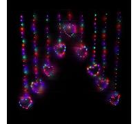 Samuel Alexander 1.2m Premier Christmas Static Heart LED Silver Pin Wire V Curtain Lights in Rainbow Samuel Alexander Multicolor