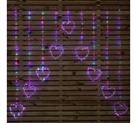 Samuel Alexander 1.2m x 1.2m Light up Heart Pin Wire Christmas Curtain Lights with 303 Rainbow LEDs Samuel Alexander Multicolor