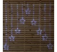1.2M Premier Christmas Static Star Led Silver Pin Wire V Curtain Lights In White