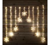 Samuel Alexander 1.2m x 1.2m Premier Christmas Static Snowflake LED Silver Pin Wire V Curtain Lights in Warm White in Beige Samuel Alexander Beige
