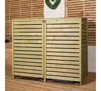 Samuel Alexander 1.34M X 1.2M Large Wooden Outdoor Garden Double Wheelie Bin Store Storage For 2 Bins