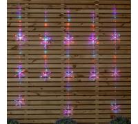 Samuel Alexander 1.3M X 1.2M Light Up Snowflake Christmas Curtain Lights With 390 Rainbow & Orange Twinkling Leds