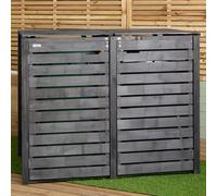 Samuel Alexander 1.43M X 1.16M Outdoor Wooden Garden Double Wheelie Bin Store Storage For 2 Bins In Dark Grey
