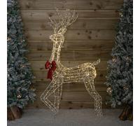 Samuel Alexander 1.48m Light up Acrylic Christmas Deer Decoration with Red Bow and 940 Warm White LEDs