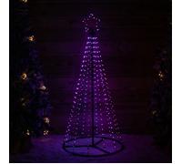 Samuel Alexander 1.4m Light up Christmas Pyramid Cone Tree with 308 Multi-Action Rainbow LEDs