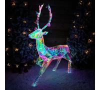 1.4m Light up Standing Dreamlights Iridescent Christmas Stag with 600 White LEDs
