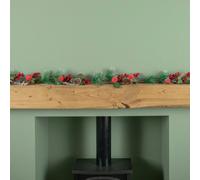 Samuel Alexander 1.5m (150cm) Christmas Garland with Red Berries, Frosted Apples and Pinecones