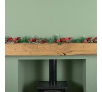 Samuel Alexander 1.5M (150Cm) Christmas Garland With Red Berries, Frosted Apples And Pinecones