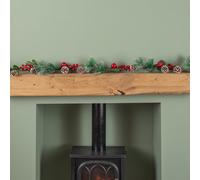 Samuel Alexander 1.5M Christmas Berry Garland With Pinecones And Silver Glitter Tips