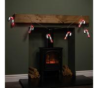 Samuel Alexander 1.75M 6 Infinity Hanging Christmas Candy Cane Garland With Red And White Leds