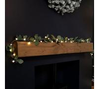 Samuel ALEXANDER 1.8m LED Artificial Eucalyptus Garland with Warm White Lights - Battery Operated Green Leaf Foliage for Indoor Christmas Decor