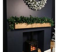 1.8m Plain Pre-Lit Christmas Garland with 50 Warm White LED Lights an 164 Tips, Xmas garlands Decoration with lights for Stairs Fireplace