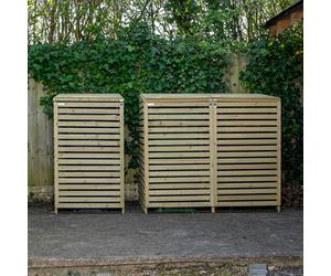 Samuel Alexander 1.99m x 1.22m Large Wooden Outdoor Garden Triple Wheelie Bin Store Storage for 3 Bins - Bin Stores