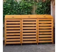 1.99m x 1.25m Large Wooden Outdoor Garden Triple Wheelie Bin Store Storage for 3 Bins