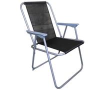 Samuel Alexander 1 X Foldable Garden Chair Fixed Position Garden Chair With Grey Frame And Black Fabric
