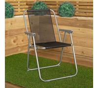 Samuel Alexander 1 x Foldable Garden Chair Fixed position garden chair with grey frame and black fabric