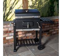 Samuel Alexander 115X46X106Cm Black Steel Portable Rectangular Bbq Trolley With Thermometer Gauge And Cover